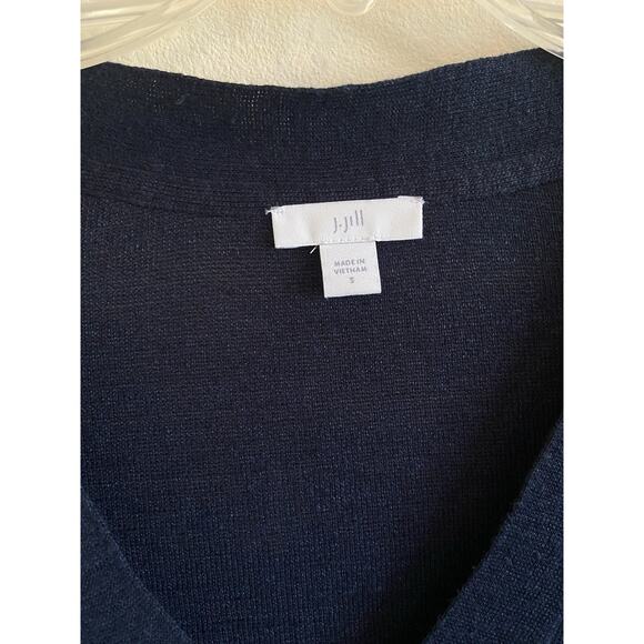 J Jill Navy Blue Linen Viscose Vneck Sheer Dress Swim Coverup Womens Small - Picture 4 of 7